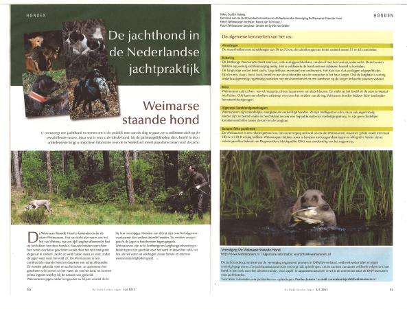 Artikel in de Nederlandse Jager met o.a. een foto van Gisa Jody van Erve Davenschot 